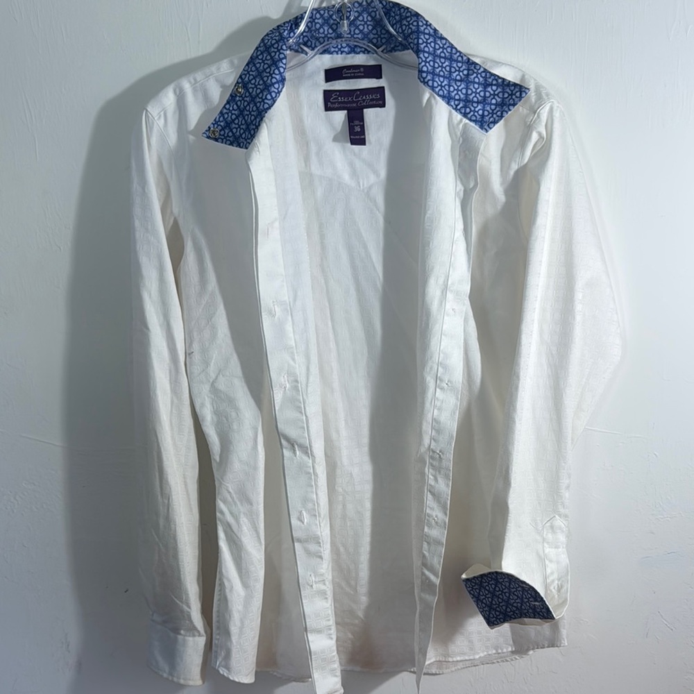 Essex Classics Show Shirt White Blue Equestrian Hunter Performance Collection 36